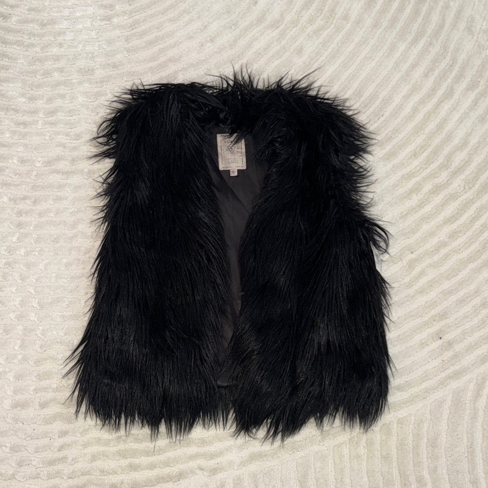 Guess Black Faux Fur Vest